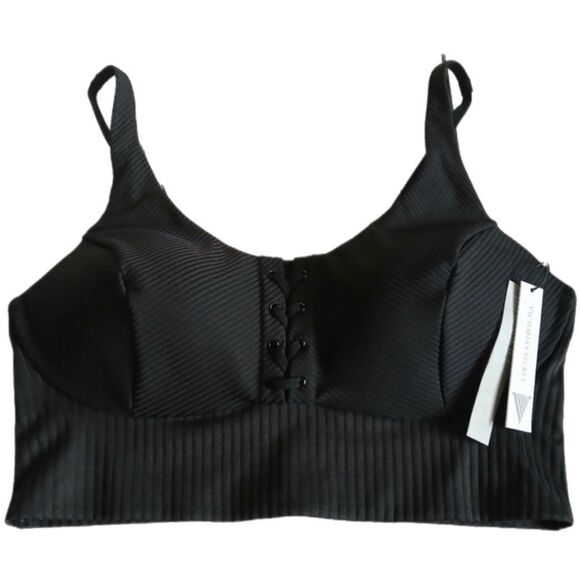 Victorias Secret Allegro Medium Support Flow on Point Lined sport bra Black - Picture 2 of 6